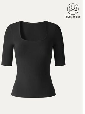 OGL SQUARE NECK elbow length top NWT